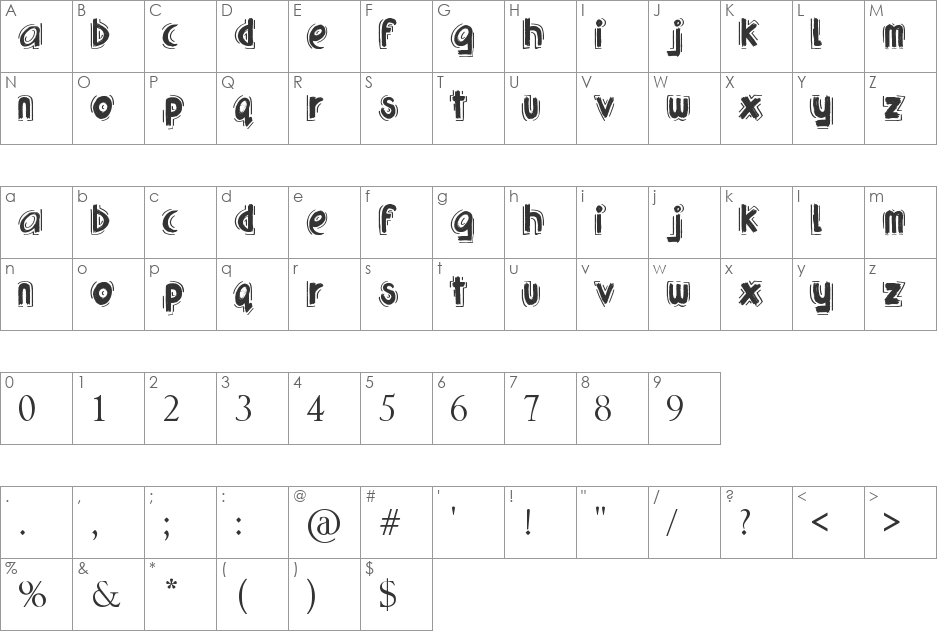 Urban Jungle font character map preview