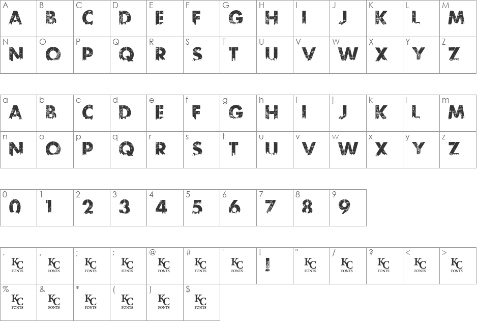 Urban Jungle font character map preview