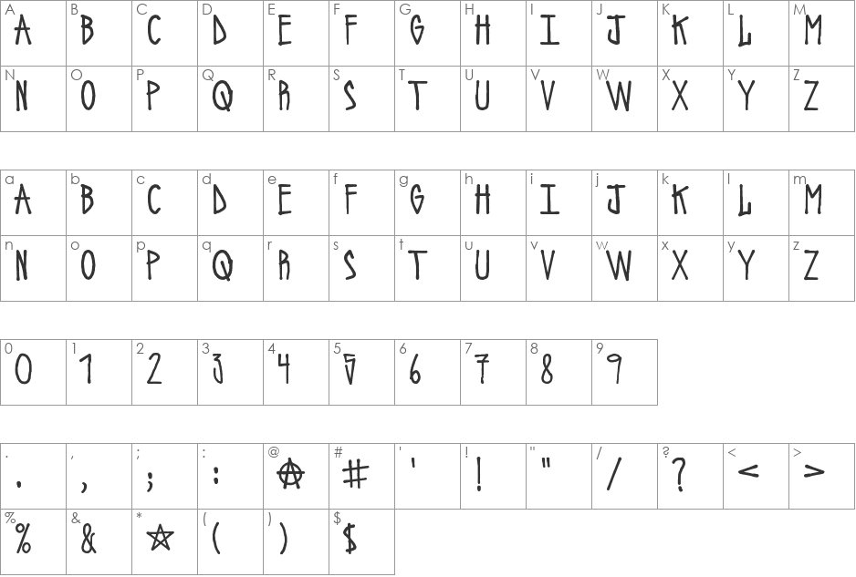 Urban Riot font character map preview