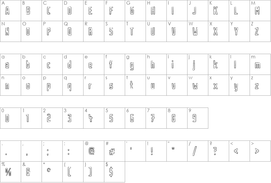 Urban Rubber font character map preview