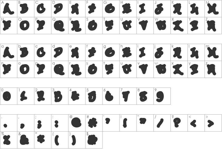Urban Scrawl Down font character map preview