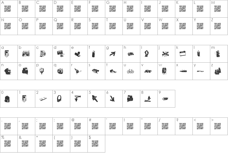 urbanlife font character map preview