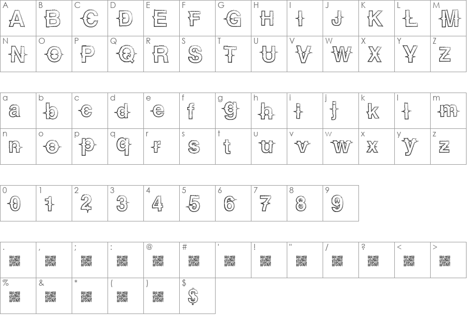 UrbanTrails font character map preview