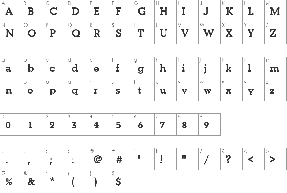BetonTBol font character map preview
