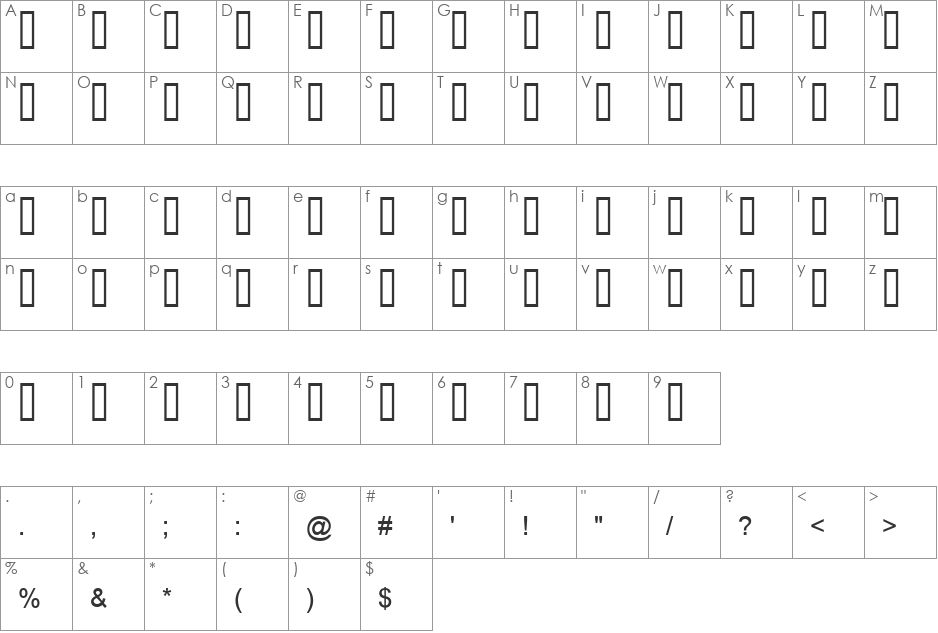 Urdu Naskh Asiatype font character map preview