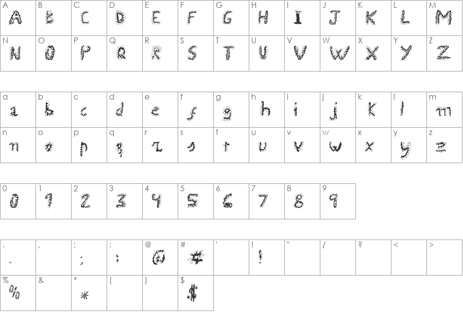 Uroboros font character map preview