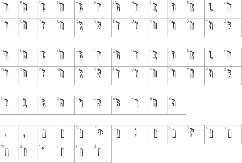 Ursa Cape font character map preview