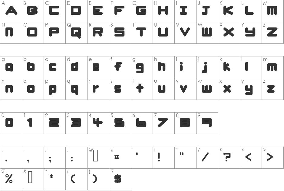 UrsaBrushSans font character map preview
