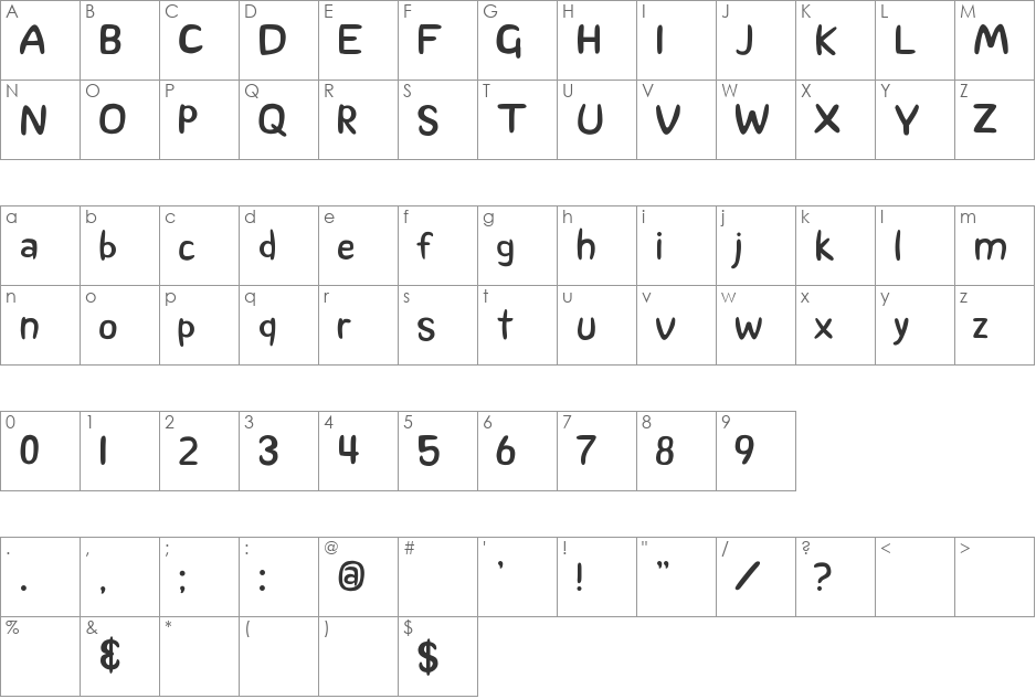 Ursula font character map preview