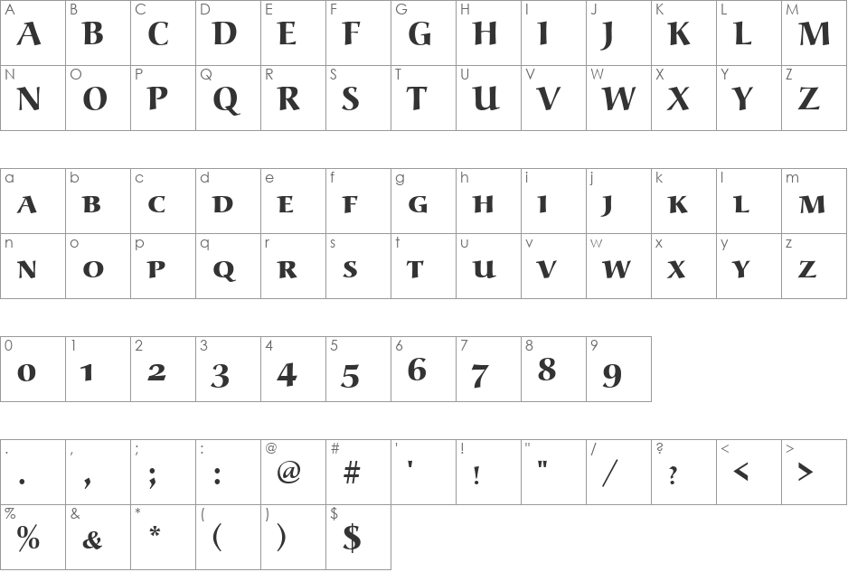 URWAlcuinSCTExtBol font character map preview