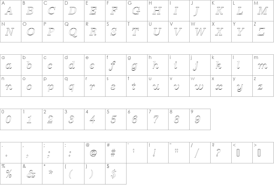 URWAntiquaTRegItaOu1 font character map preview