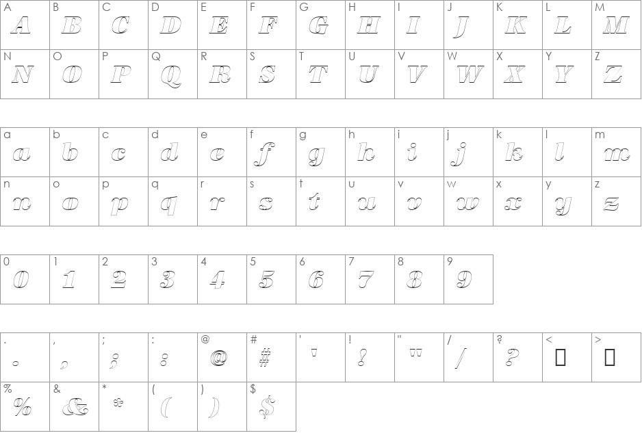 URWAntiquaTSupItaOu1 font character map preview