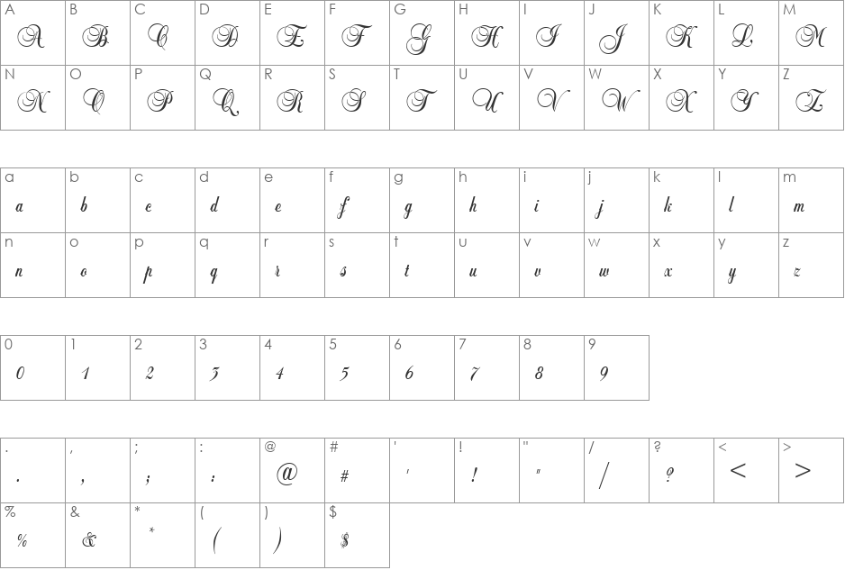 URWBaillyJoiD font character map preview