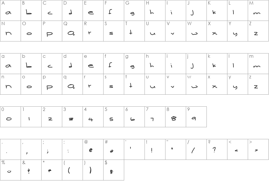 BetterThanPixel font character map preview