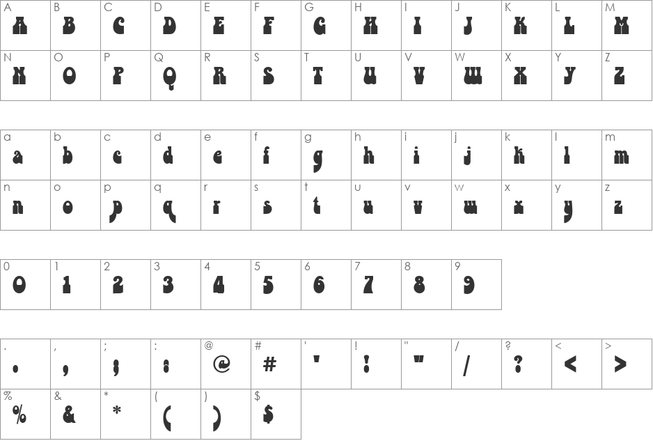 URWBodeP font character map preview