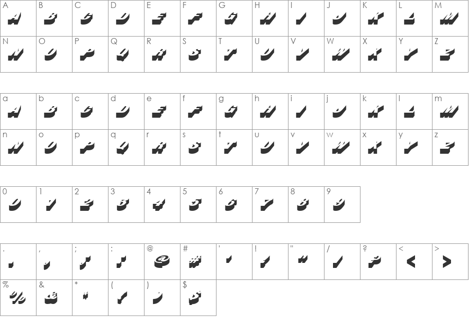 URWBuschingD font character map preview