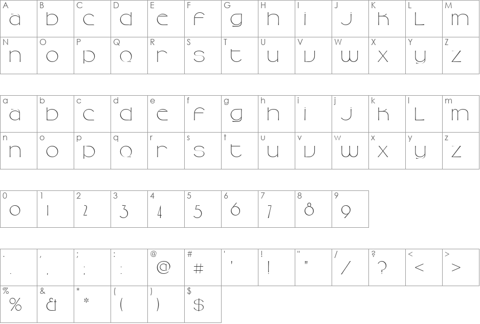 URWCampanusD font character map preview