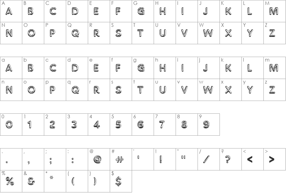 URWChrallisD font character map preview