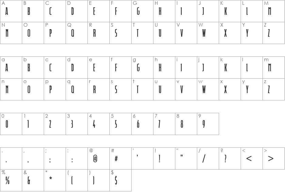 URWDyanaComDBol font character map preview