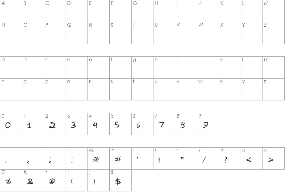Betzefer font character map preview