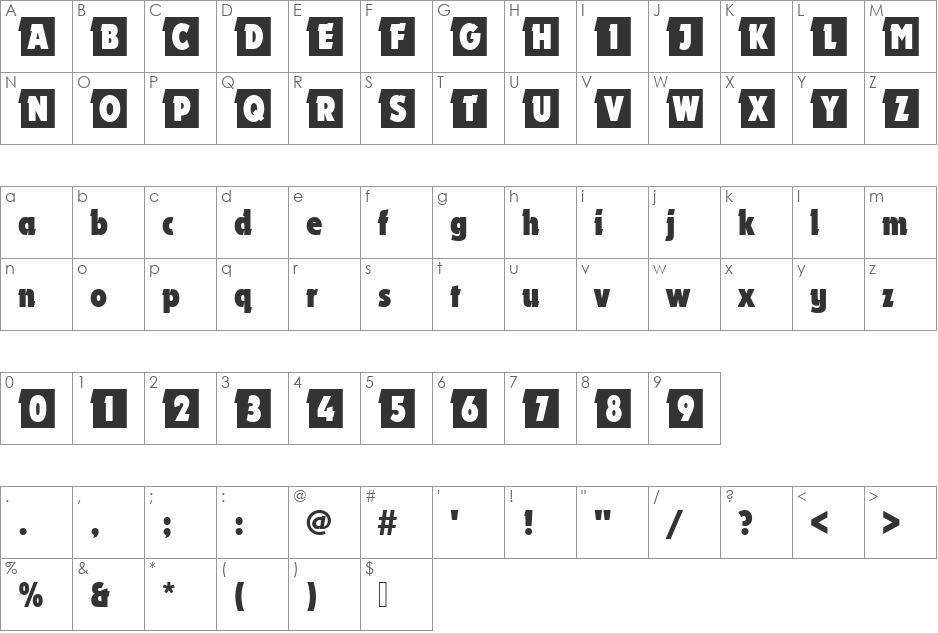 URWDyanaIniDBolCon font character map preview