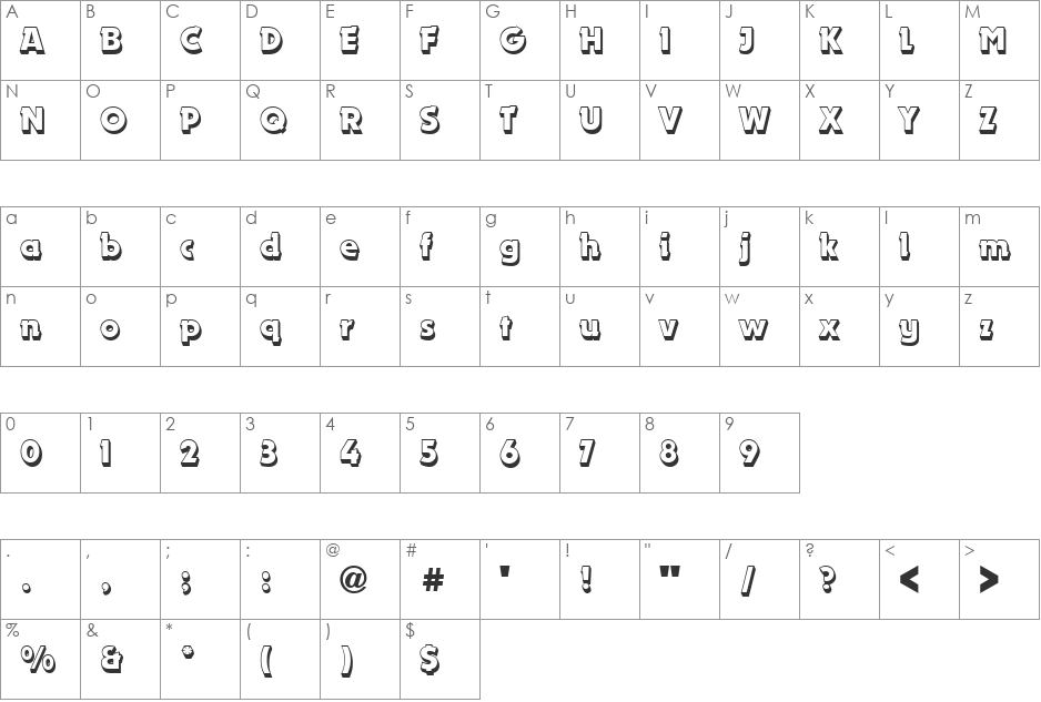 URWDyanaShaDBol font character map preview