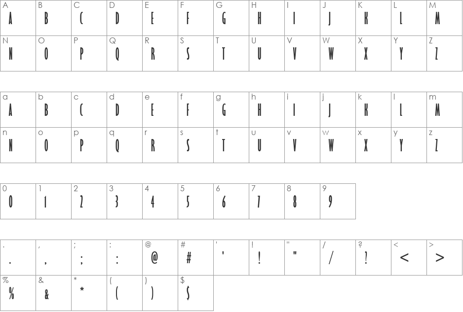 URWGalaxieNo2ComDBol font character map preview