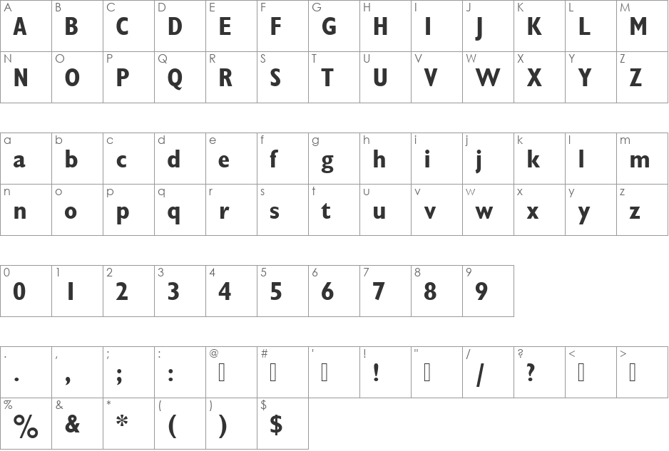 URWGalaxieNo2TCon font character map preview