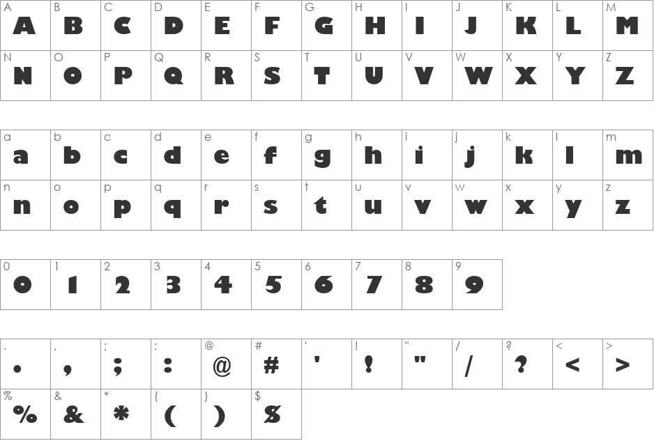 URWGalaxieNo2TUlt font character map preview