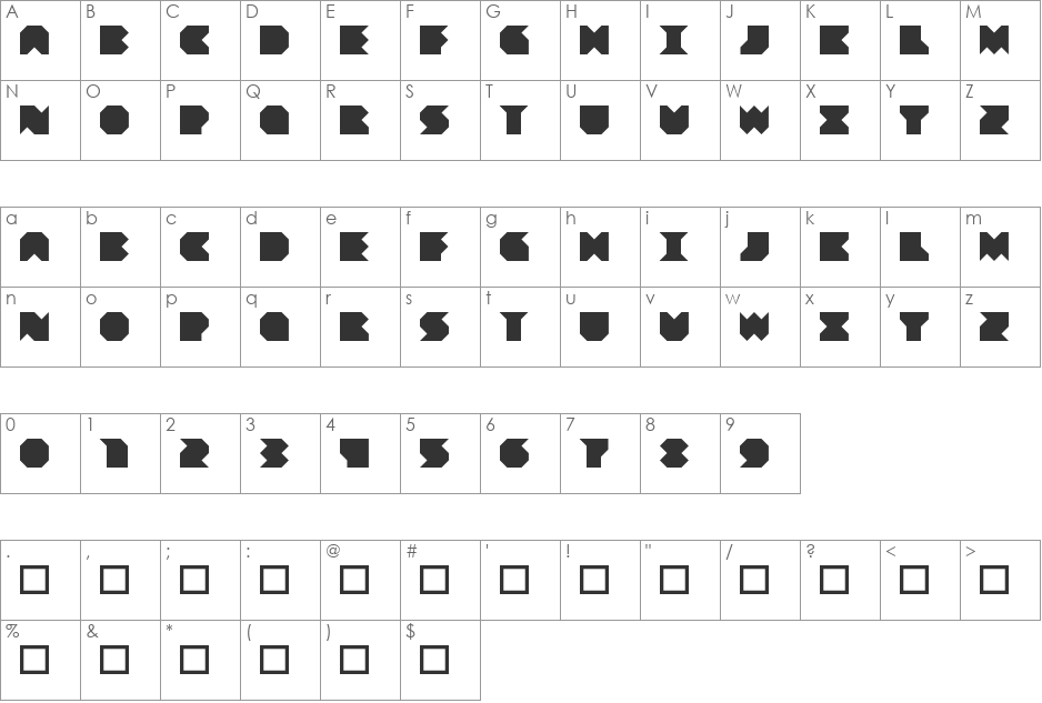 Beuve font character map preview