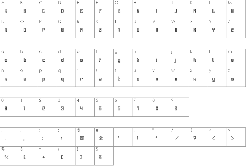 Bevel Fifteen font character map preview