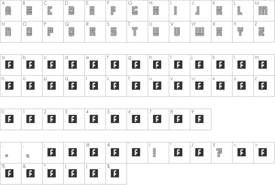 Bevelluzian font character map preview