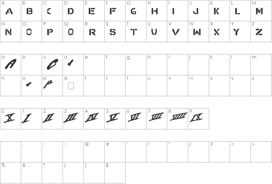 Beverly Hills Cop font character map preview