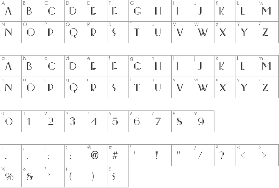 BeverlyHills font character map preview