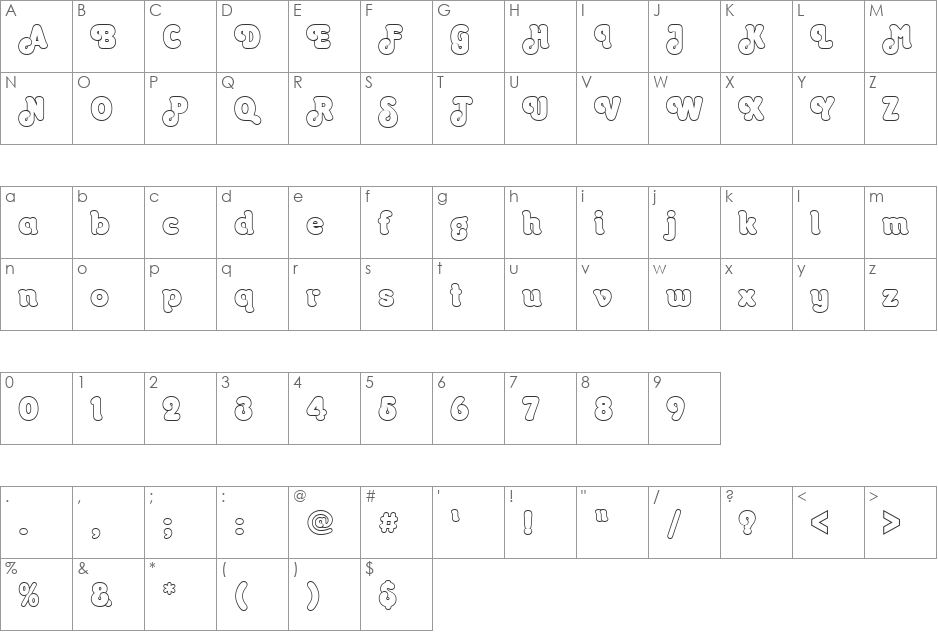URWOrontiusOutP font character map preview