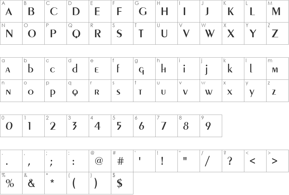 URWPelionDMed font character map preview