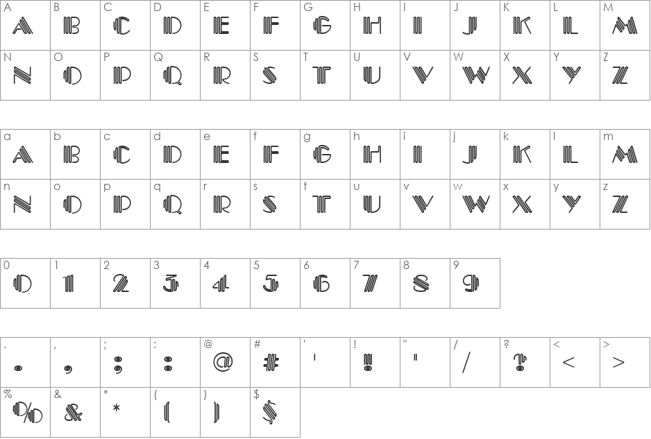 URWPictetD font character map preview