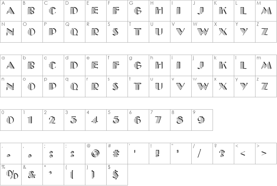 URWPictetOnlShaD font character map preview