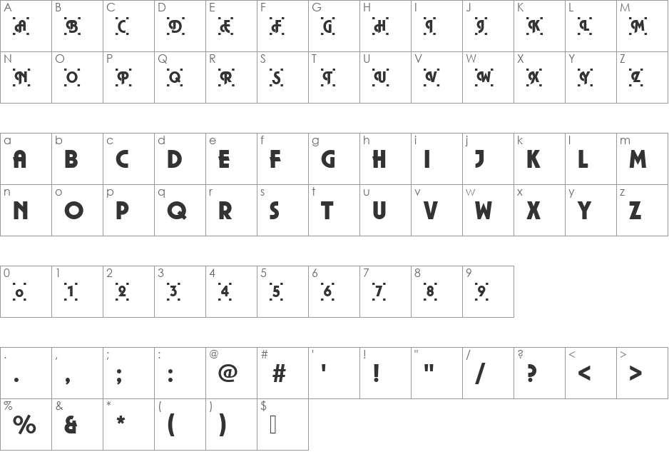 URWPlanaCamDUlt font character map preview