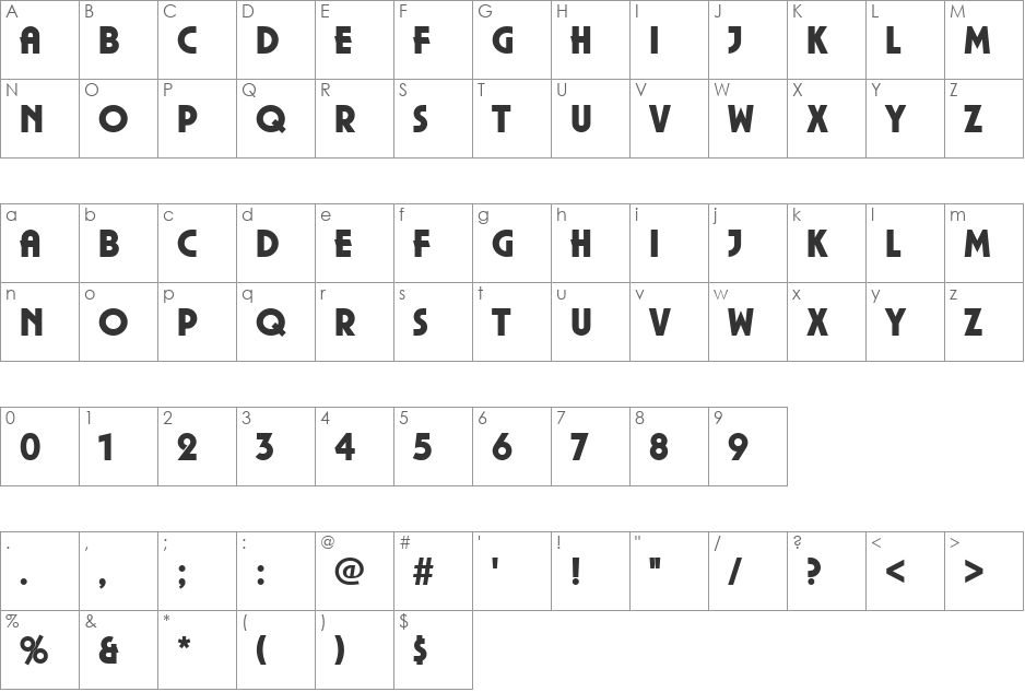 URWPlenaPUlt font character map preview