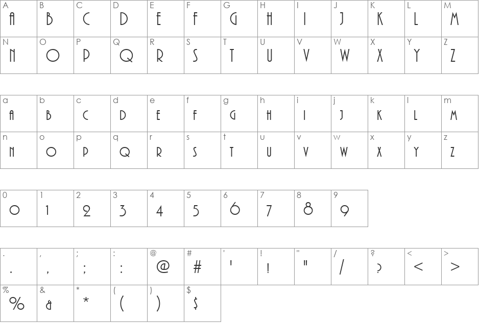 URWPlenaSCDReg font character map preview