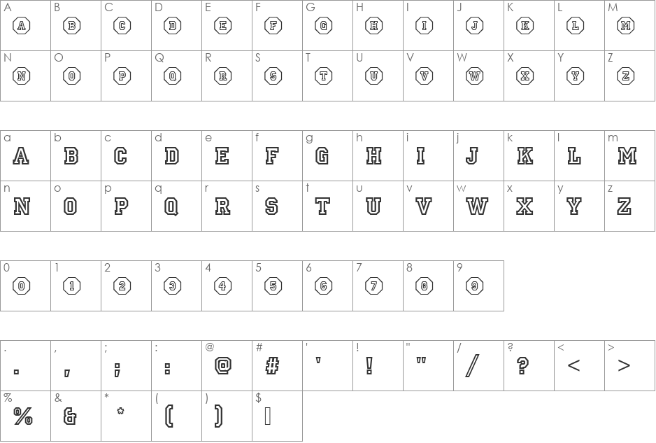 URWPrinzIniD font character map preview