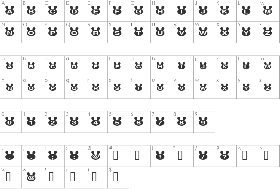 usa font character map preview