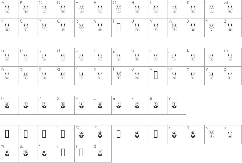 usagi font character map preview