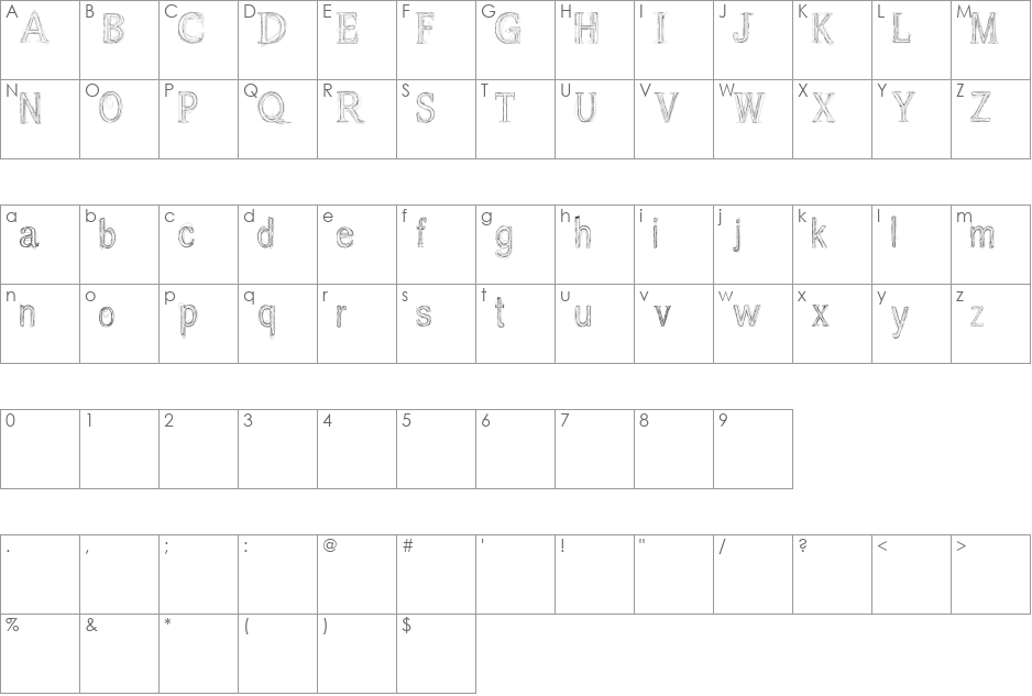 usang font character map preview