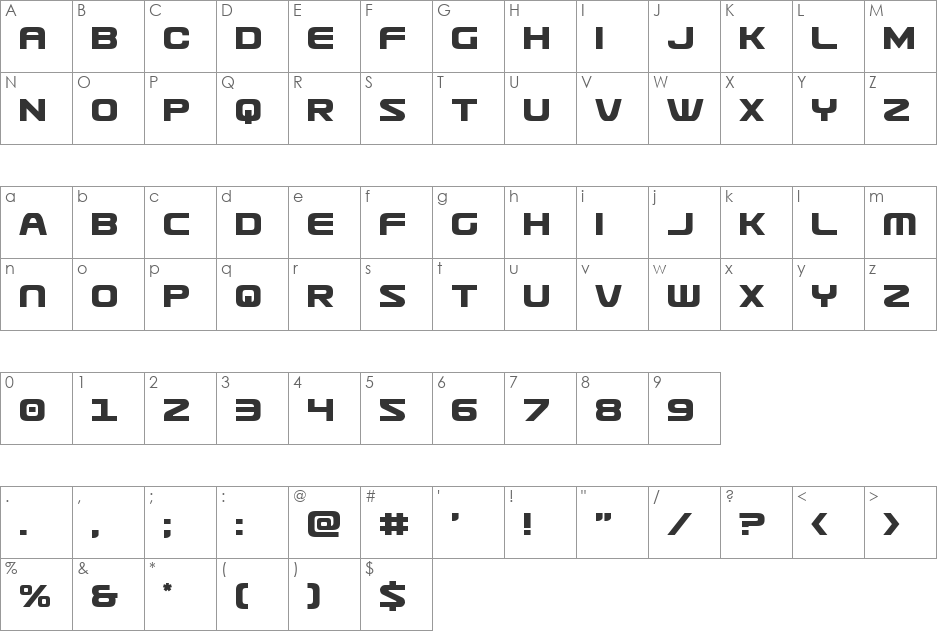 Usuzi Semi-Italic font character map preview