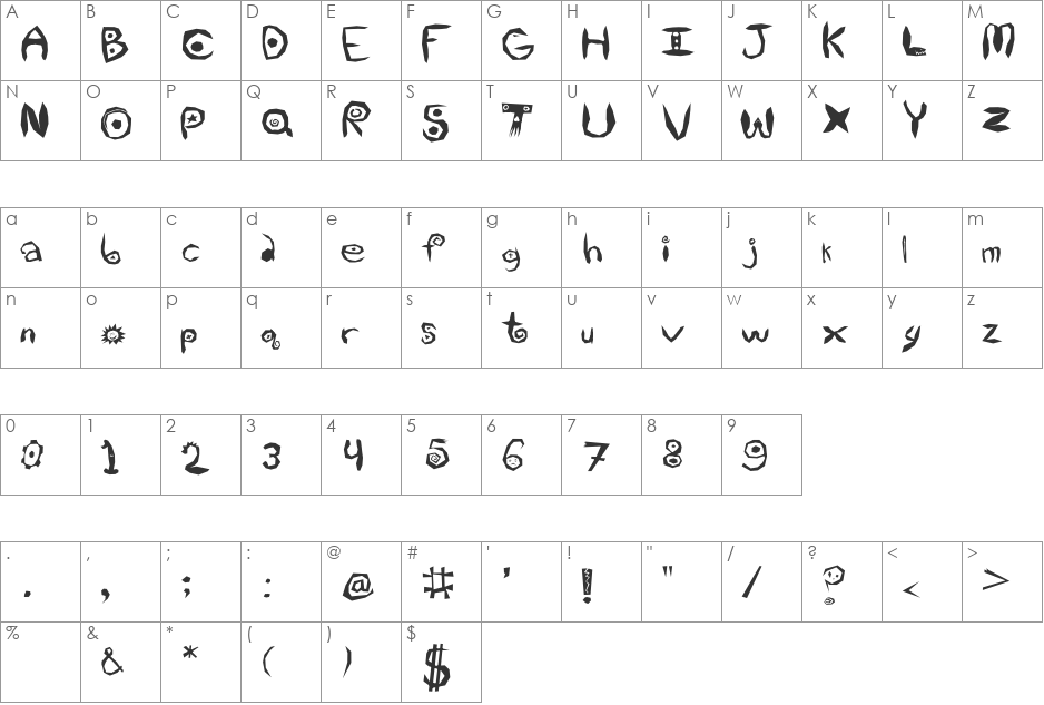 Utopian Law font character map preview