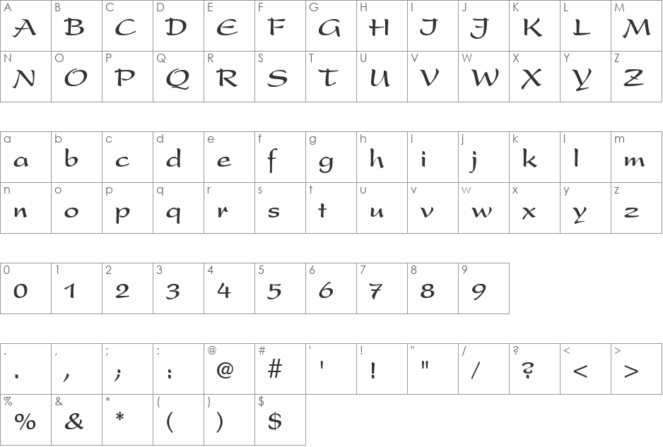 UVN Bay Buom font character map preview