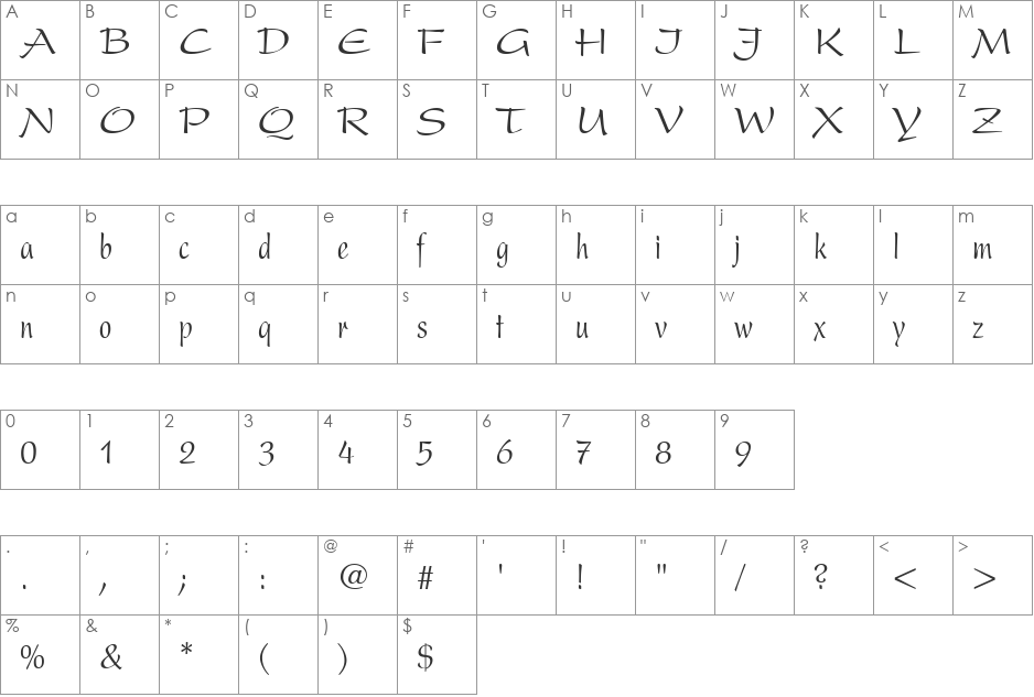 UVN Bay Buom Hep font character map preview