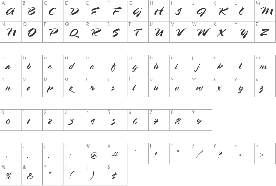 UVN Ben Xuan font character map preview